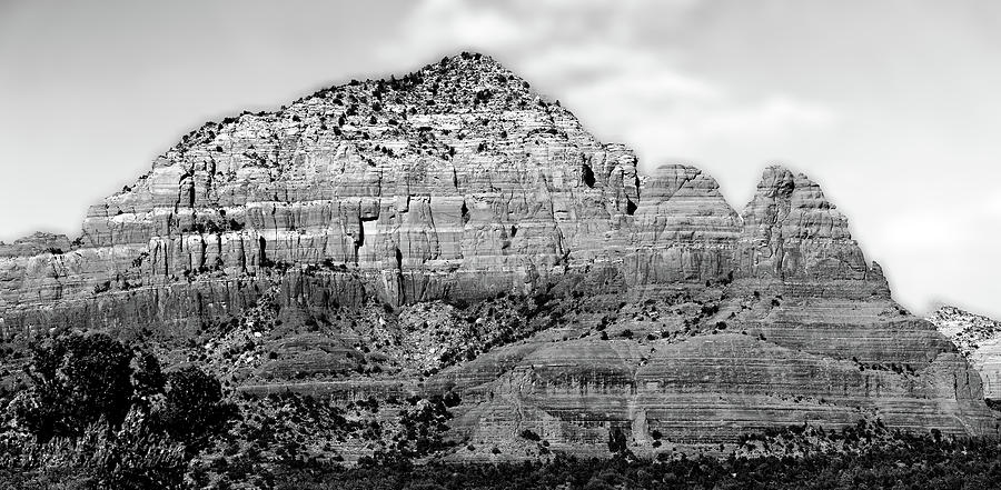 Red Rock Loop Sedona AZ Panorama 2 BW Photograph by Mary Bedy