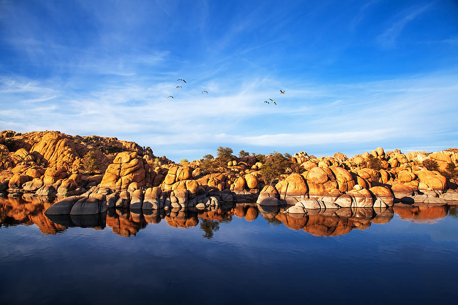 Red Rock Reflection On Arizona Lake Photograph by Good Focused