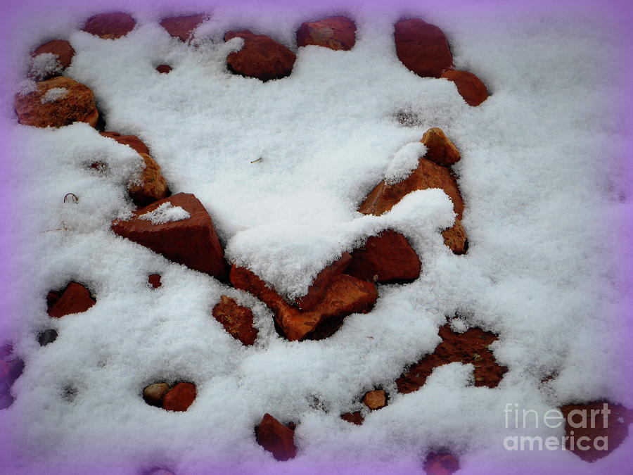 Red Rock Snow Heart Photograph by Mars Besso