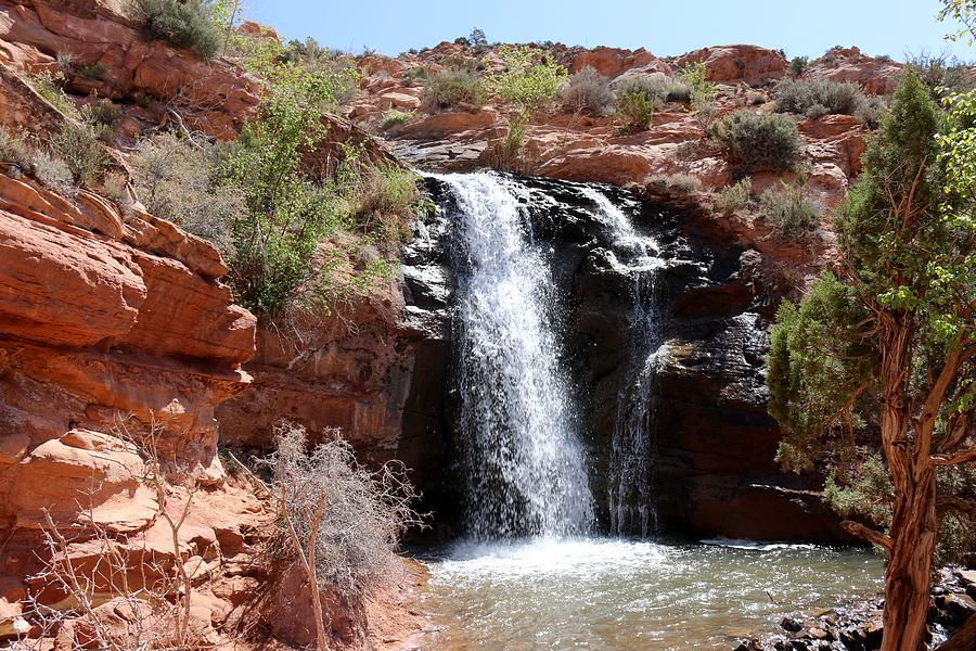 Red Rock Waterfall  Photograph by Christy Pooschke