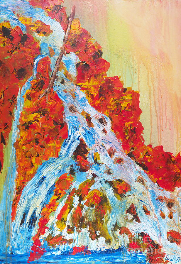 Red Rock Waterfall Painting by Walt Brodis