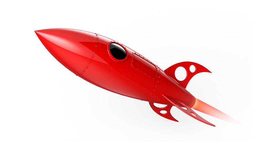 Red Rocket Flying Digital Art