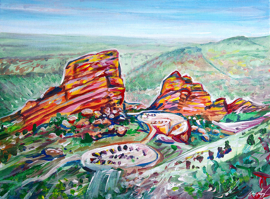 Red Rocks Amphitheatre Painting by Aaron Spong