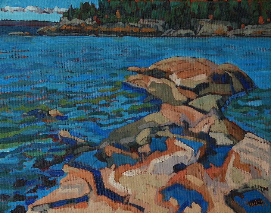 Red Rocks and Pooled Water Painting by Phil Chadwick