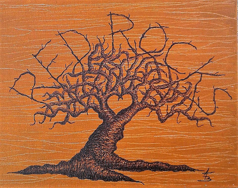 Red Rocks Love Tree Drawing by Aaron Bombalicki