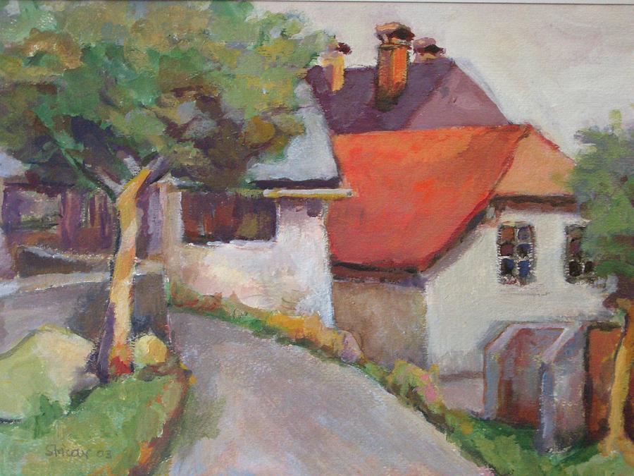 Red Roof.  Painting by Johannes Strieder