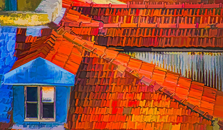 Red Roof Blue Window Photograph by Julie Palencia