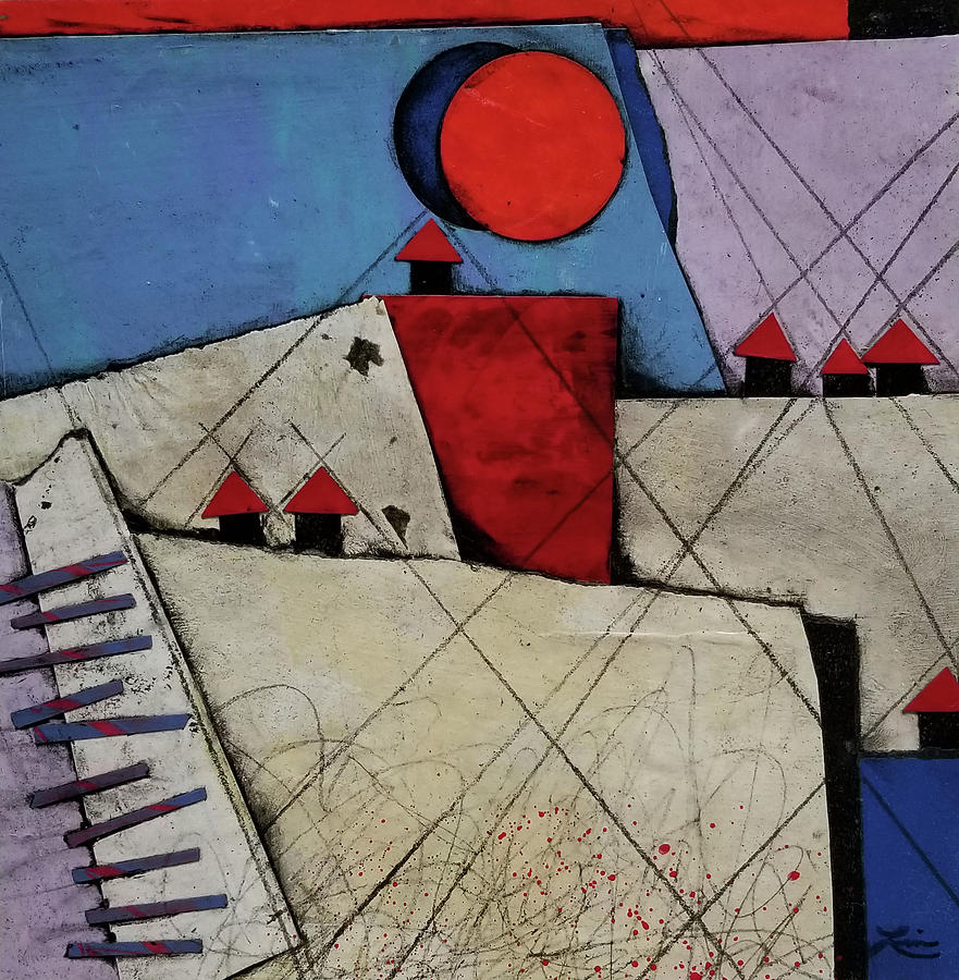 Red Roof Village  Mixed Media by Laura Lein-Svencner