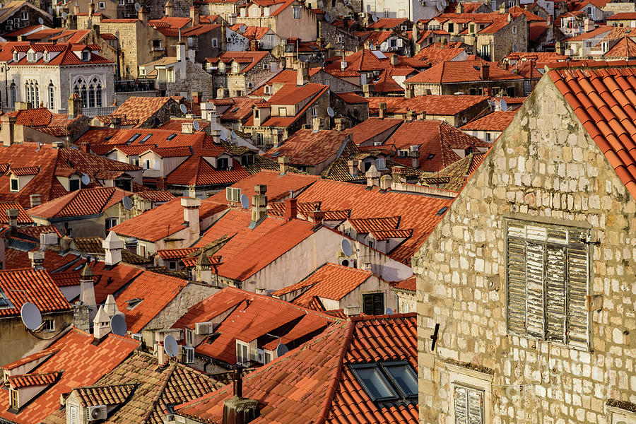 Red Roofs and stone buildings as seen From The City Walls, Dubrovnik ...