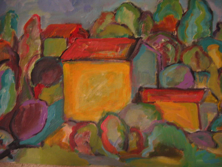 Red Roofs Painting by Marlene Robbins