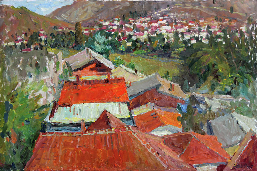 Red roofs of Veles Painting by Juliya Zhukova