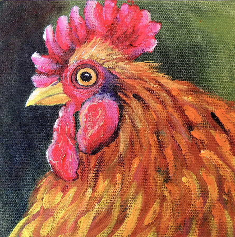 Red rooster Painting by Patricia Piffath