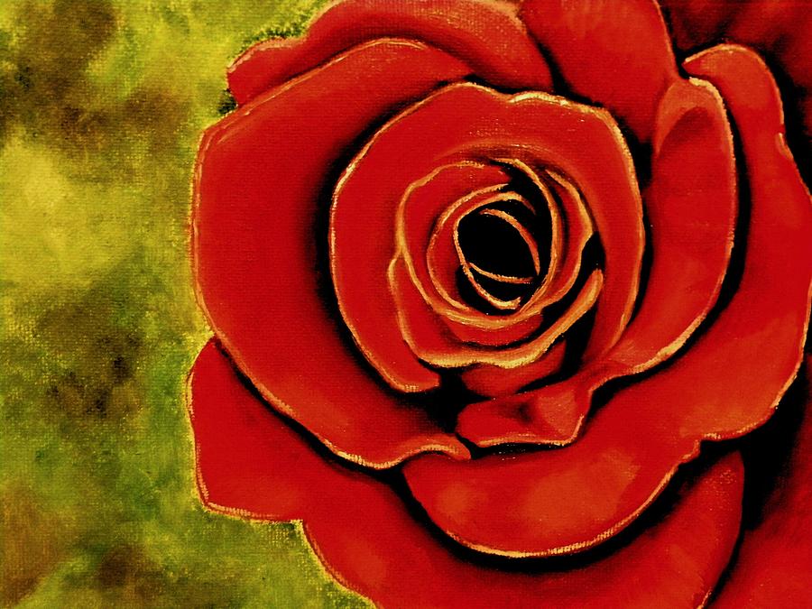 Red Rose Blooms Painting