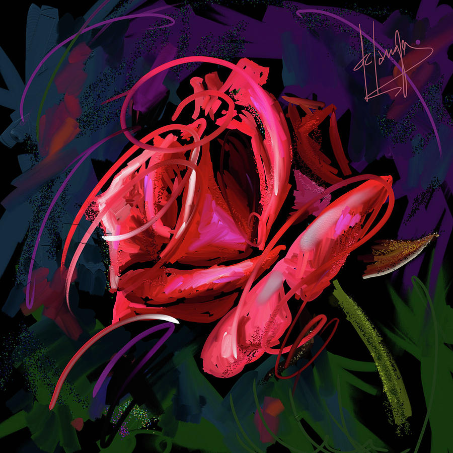 Red Rose Painting by DC Langer