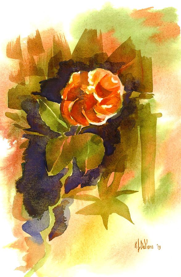 Red Rose in the Garden Painting by Kip DeVore