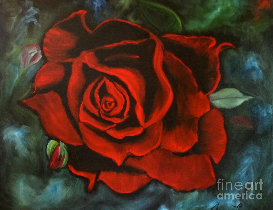 Red Rose Painting by Jenny Lee