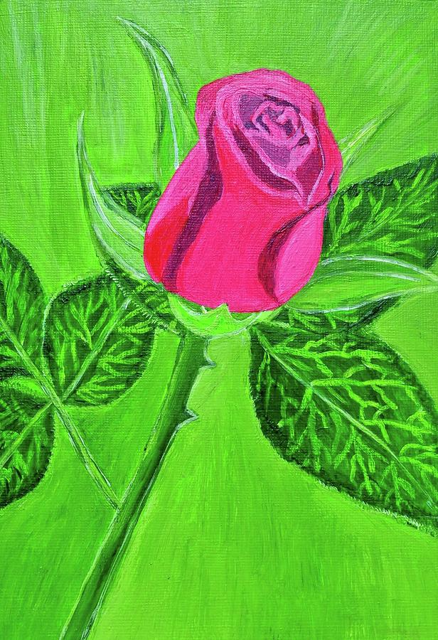 Red Rose Painting by Magdalena Frohnsdorff