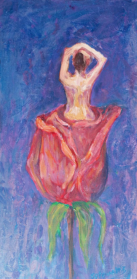 Red Rose Muse Painting by Gladiola Sotomayor