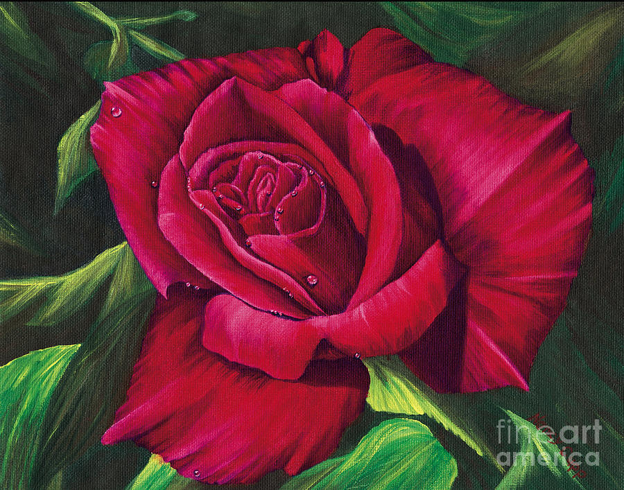 Red Rose Painting by Nancy Cupp