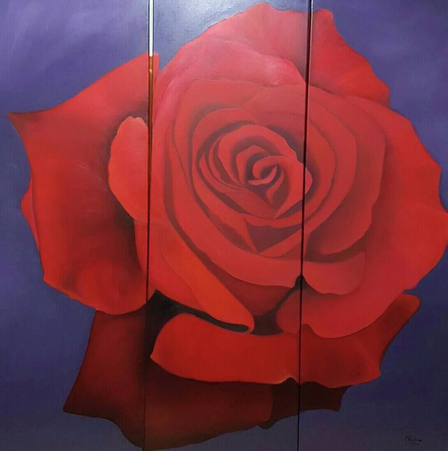 Red rose Painting by NOELINE Du Toit