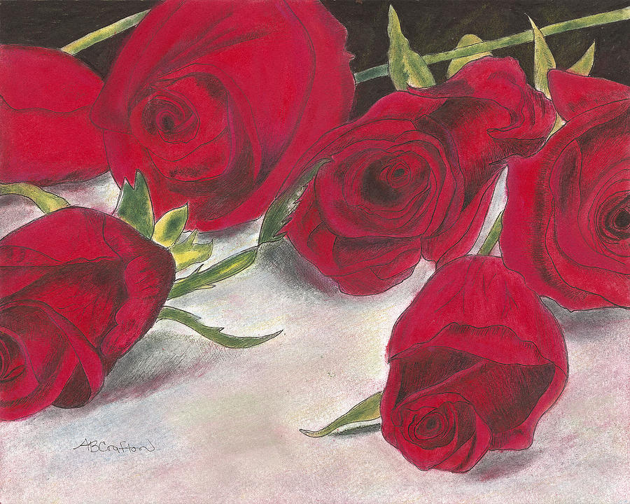 Red Rose Redux Drawing by Arlene Crafton