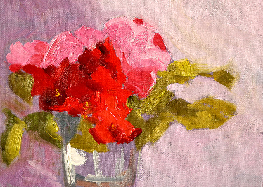 Red Rose Still Life Painting Painting by Nancy Merkle