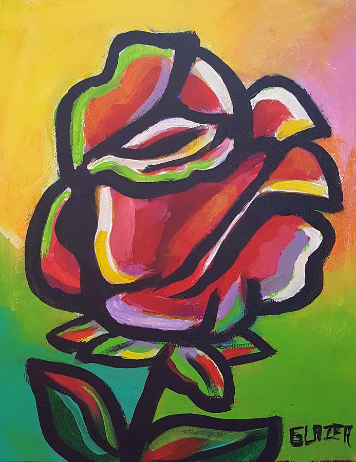 Red Rose Painting by Stuart Glazer