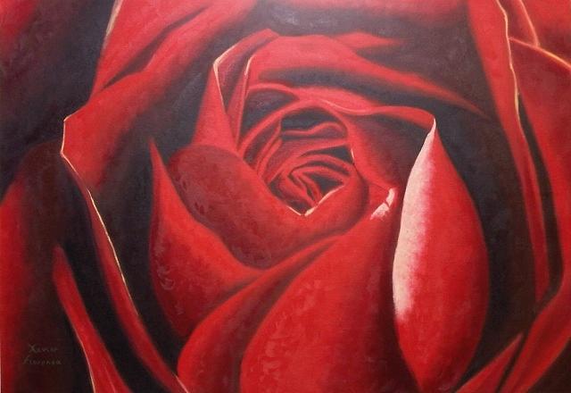 Rose Painting - Red Rose by Xavier Florensa