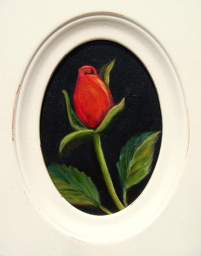 Red Rosebud   SOLD Painting by Susan Dehlinger