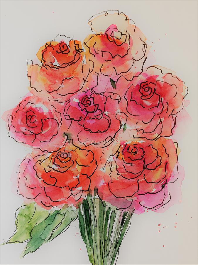 Red Roses 1 Painting by Britta Zehm