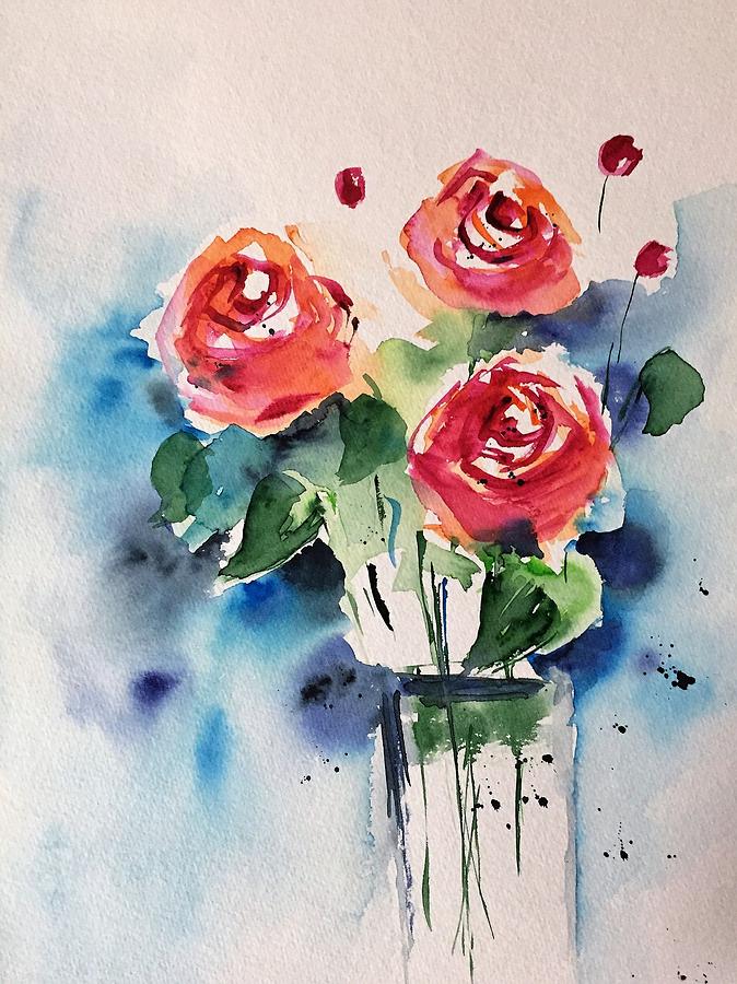 red Roses Painting by Britta Zehm