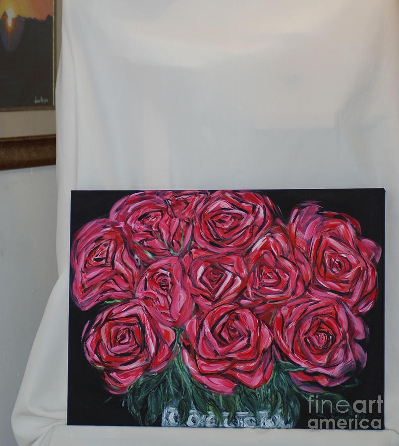 Red Roses. Inspirations Collection. New acrylic painting on sale Painting by Oksana Semenchenko