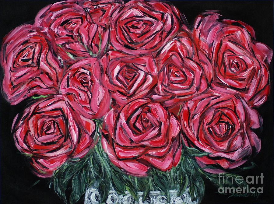 Red Roses. Inspirations Collection. Painting 2015 Painting by Oksana Semenchenko