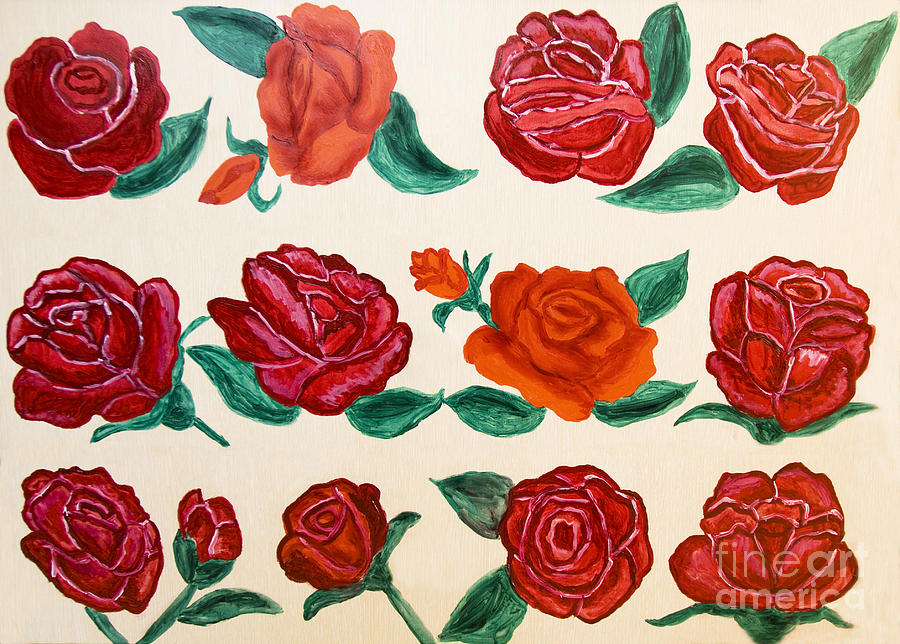 Red roses, painted Painting by Irina Afonskaya