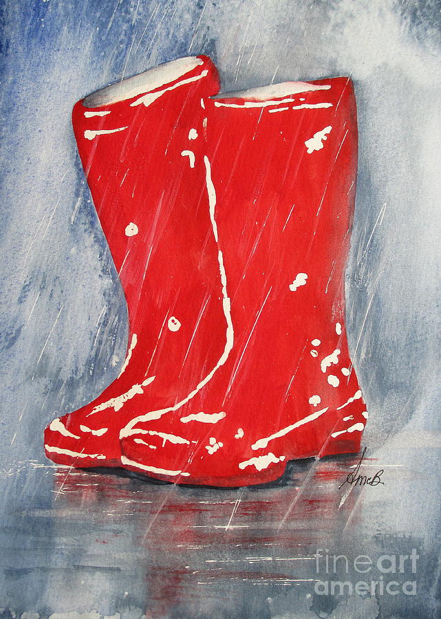 Red Rubber Boots Painting by April McCarthy-Braca