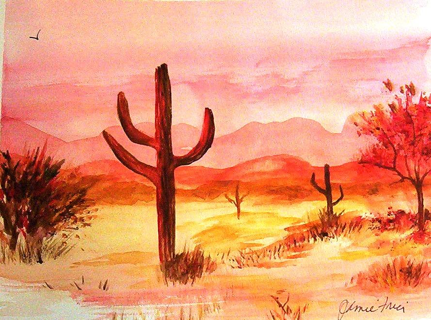 Red Saguaro Painting by Jamie Frier