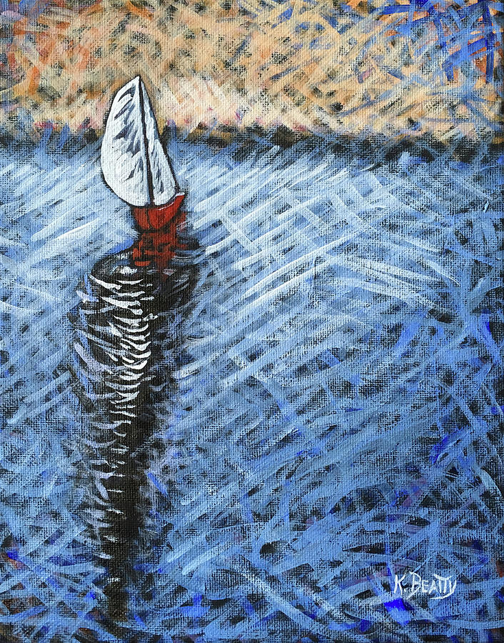 Red Sailboat Painting by Karla Beatty