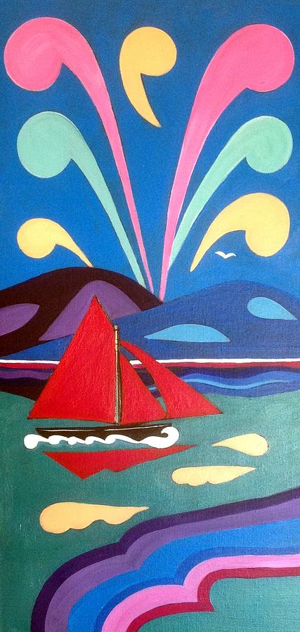 Red Sails At Sunset Painting