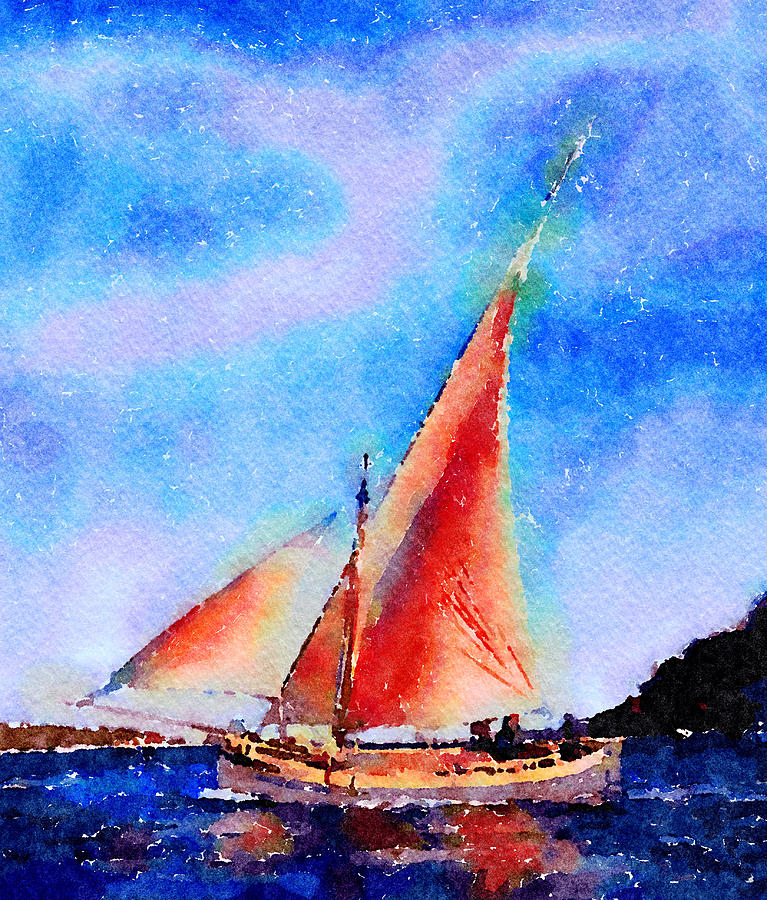 Boats Painting - Red Sails Delight by Angela Treat Lyon