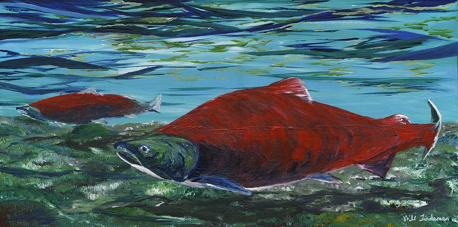 Red Salmon Painting by Will Tiedeman - Fine Art America