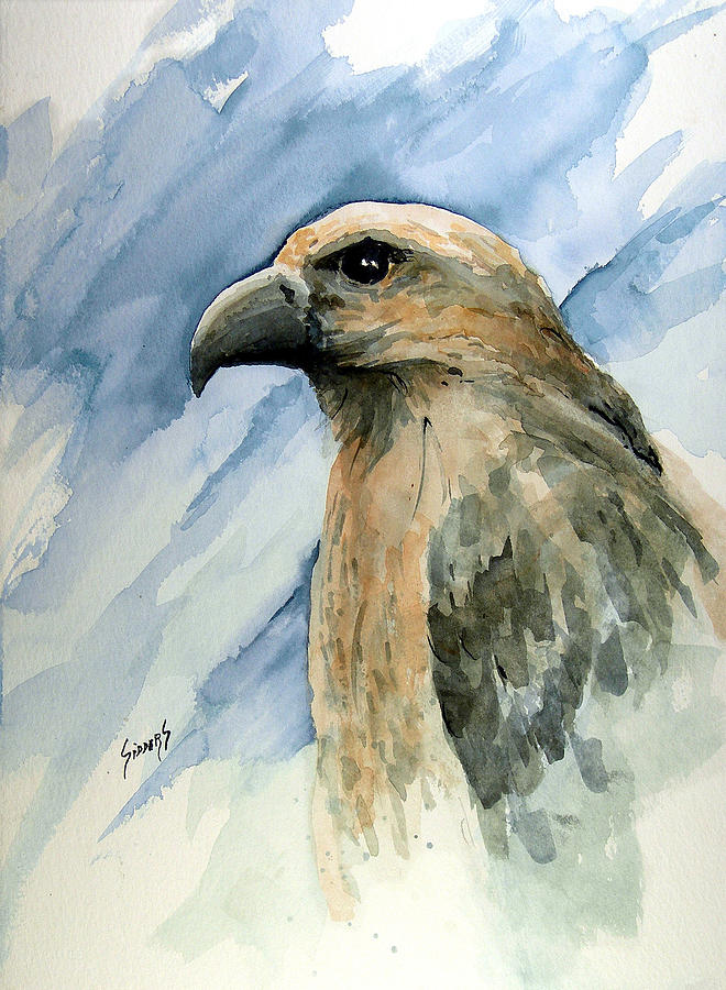 Hawk Painting - Red by Sam Sidders