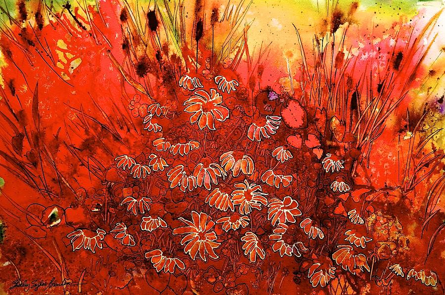 Flower Painting - Red Sea by Shirley Sykes Bracken