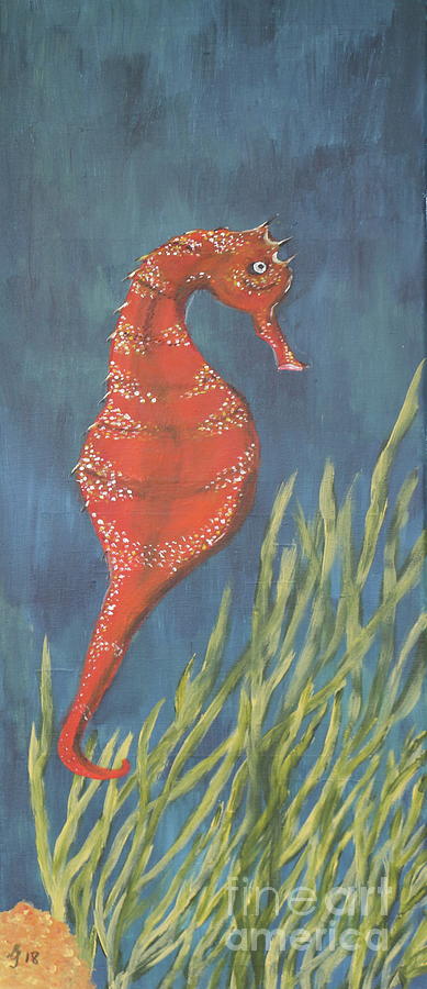 Red Seahorse Painting by Christiane Schulze Art And Photography