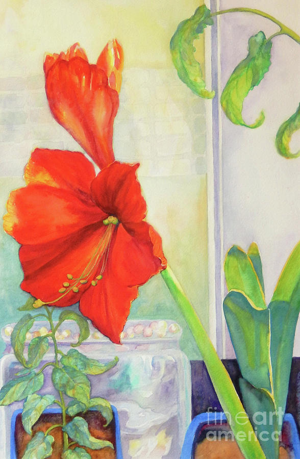 Flower Painting - Red Sentinel by Sharon Nelson-Bianco
