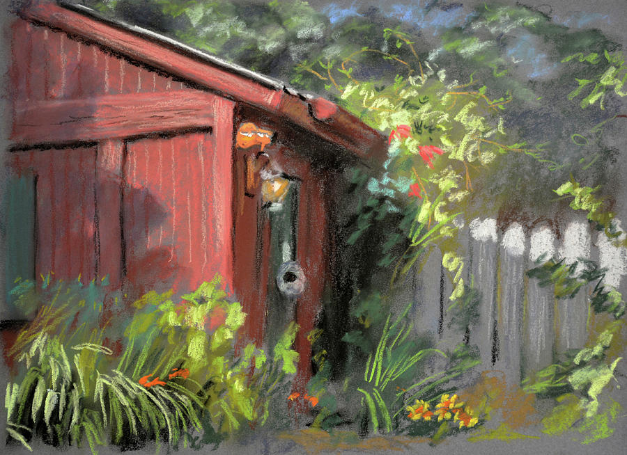 Red Shed Painting by Christopher Reid