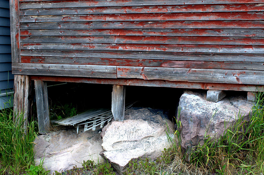 Red Shed on rocks Photograph by Douglas Pike