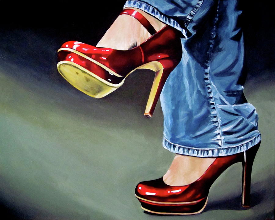 Shoes Painting - Red shoes by Lillian  Bell
