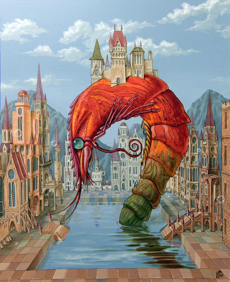 Red Shrimp Painting by Victor Molev