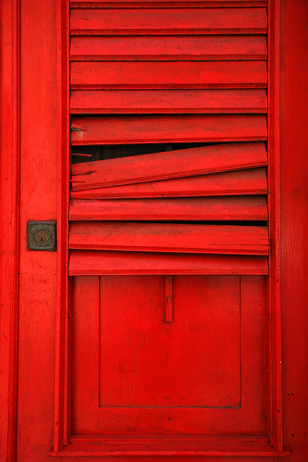 Architecture Photograph - Red Shutter by Timothy Johnson