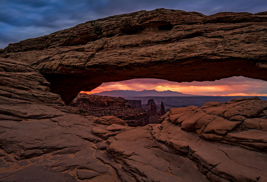 Nature Photograph - Red Skies At Mesa Arch by Rick Berk